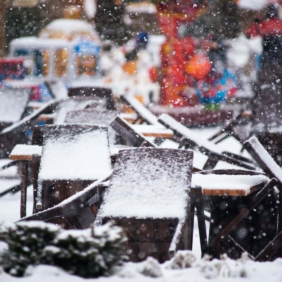 Outdoor dining area winter